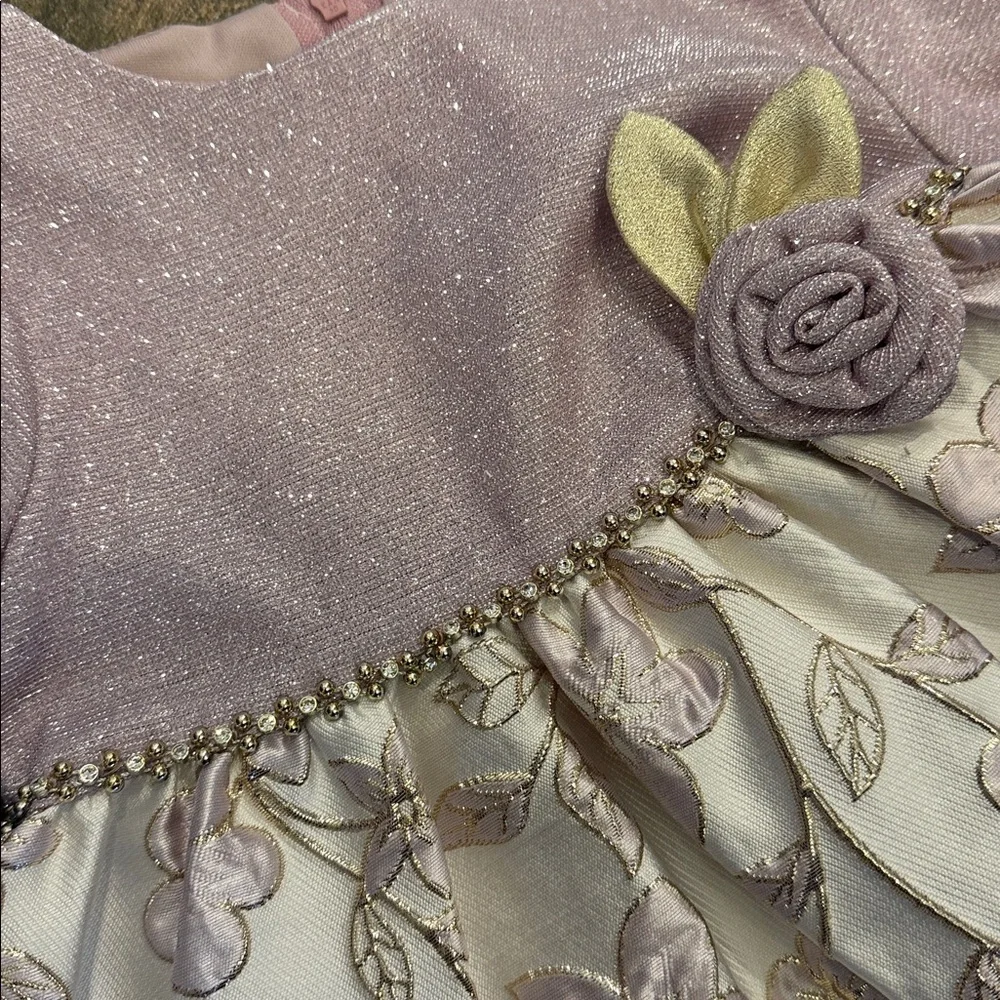 Rare Editions Mauve Floral Jacquard Holiday Party Dress 24M NWT Wedding